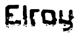 The image contains the word Elroy in a stylized font with a static looking effect at the bottom of the words