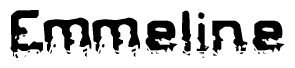 The image contains the word Emmeline in a stylized font with a static looking effect at the bottom of the words
