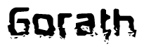 The image contains the word Gorath in a stylized font with a static looking effect at the bottom of the words