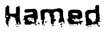 The image contains the word Hamed in a stylized font with a static looking effect at the bottom of the words