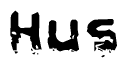 The image contains the word Hus in a stylized font with a static looking effect at the bottom of the words