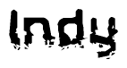 The image contains the word Indy in a stylized font with a static looking effect at the bottom of the words
