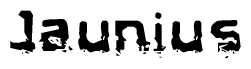 The image contains the word Jaunius in a stylized font with a static looking effect at the bottom of the words