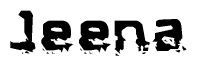 The image contains the word Jeena in a stylized font with a static looking effect at the bottom of the words