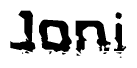 The image contains the word Joni in a stylized font with a static looking effect at the bottom of the words