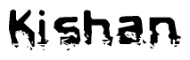 The image contains the word Kishan in a stylized font with a static looking effect at the bottom of the words