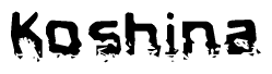   The image contains the word Koshina in a stylized font with a static looking effect at the bottom of the words 