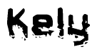 The image contains the word Kely in a stylized font with a static looking effect at the bottom of the words