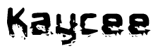 The image contains the word Kaycee in a stylized font with a static looking effect at the bottom of the words