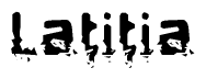 The image contains the word Latitia in a stylized font with a static looking effect at the bottom of the words