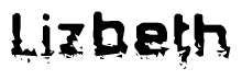 The image contains the word Lizbeth in a stylized font with a static looking effect at the bottom of the words