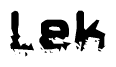 The image contains the word Lek in a stylized font with a static looking effect at the bottom of the words