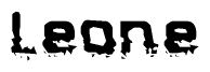 The image contains the word Leone in a stylized font with a static looking effect at the bottom of the words