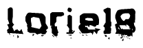 This nametag says Lorie18, and has a static looking effect at the bottom of the words. The words are in a stylized font.