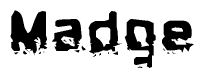 The image contains the word Madge in a stylized font with a static looking effect at the bottom of the words