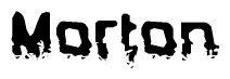 The image contains the word Morton in a stylized font with a static looking effect at the bottom of the words