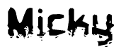 The image contains the word Micky in a stylized font with a static looking effect at the bottom of the words
