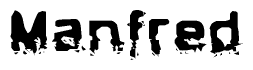 The image contains the word Manfred in a stylized font with a static looking effect at the bottom of the words