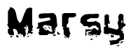 The image contains the word Marsy in a stylized font with a static looking effect at the bottom of the words