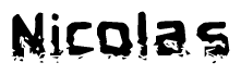 The image contains the word Nicolas in a stylized font with a static looking effect at the bottom of the words
