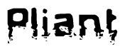 The image contains the word Pliant in a stylized font with a static looking effect at the bottom of the words