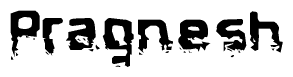 The image contains the word Pragnesh in a stylized font with a static looking effect at the bottom of the words