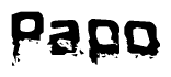 The image contains the word Papo in a stylized font with a static looking effect at the bottom of the words