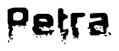 The image contains the word Petra in a stylized font with a static looking effect at the bottom of the words