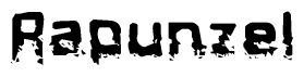The image contains the word Rapunzel in a stylized font with a static looking effect at the bottom of the words