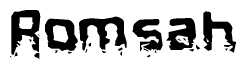The image contains the word Romsah in a stylized font with a static looking effect at the bottom of the words