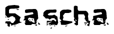 The image contains the word Sascha in a stylized font with a static looking effect at the bottom of the words