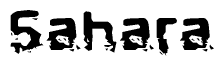   The image contains the word Sahara in a stylized font with a static looking effect at the bottom of the words 