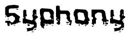 The image contains the word Syphony in a stylized font with a static looking effect at the bottom of the words