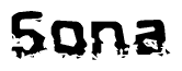 The image contains the word Sona in a stylized font with a static looking effect at the bottom of the words