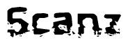 The image contains the word Scanz in a stylized font with a static looking effect at the bottom of the words