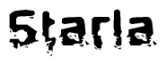 The image contains the word Starla in a stylized font with a static looking effect at the bottom of the words