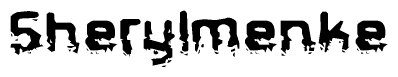 The image contains the word Sherylmenke in a stylized font with a static looking effect at the bottom of the words