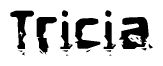 The image contains the word Tricia in a stylized font with a static looking effect at the bottom of the words