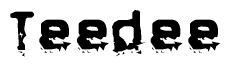 The image contains the word Teedee in a stylized font with a static looking effect at the bottom of the words