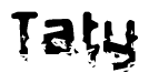 The image contains the word Taty in a stylized font with a static looking effect at the bottom of the words