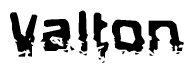   The image contains the word Valton in a stylized font with a static looking effect at the bottom of the words 