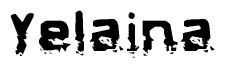 The image contains the word Yelaina in a stylized font with a static looking effect at the bottom of the words