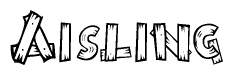 The clipart image shows the name Aisling stylized to look like it is constructed out of separate wooden planks or boards, with each letter having wood grain and plank-like details.