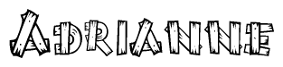 The image contains the name Adrianne written in a decorative, stylized font with a hand-drawn appearance. The lines are made up of what appears to be planks of wood, which are nailed together