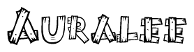 The clipart image shows the name Auralee stylized to look like it is constructed out of separate wooden planks or boards, with each letter having wood grain and plank-like details.