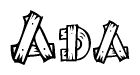 The clipart image shows the name Ada stylized to look as if it has been constructed out of wooden planks or logs. Each letter is designed to resemble pieces of wood.