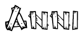 The clipart image shows the name Anni stylized to look like it is constructed out of separate wooden planks or boards, with each letter having wood grain and plank-like details.