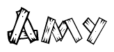 The clipart image shows the name Amy stylized to look as if it has been constructed out of wooden planks or logs. Each letter is designed to resemble pieces of wood.