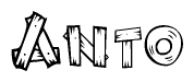 The clipart image shows the name Anto stylized to look as if it has been constructed out of wooden planks or logs. Each letter is designed to resemble pieces of wood.