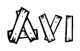 The clipart image shows the name Avi stylized to look as if it has been constructed out of wooden planks or logs. Each letter is designed to resemble pieces of wood.